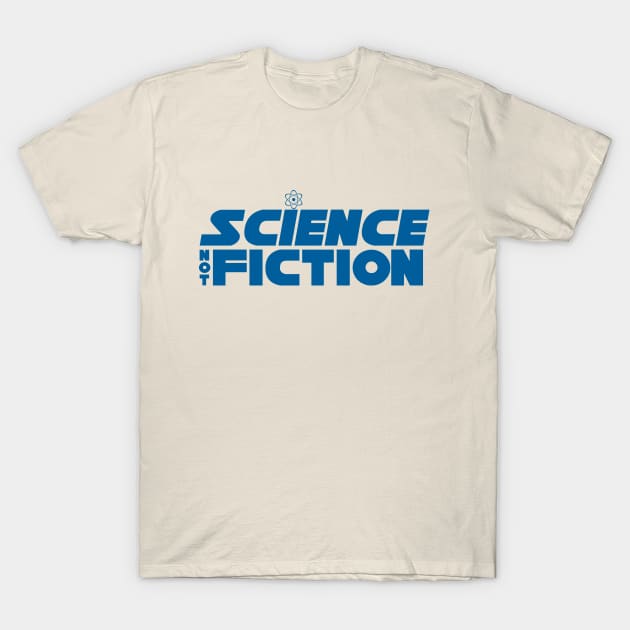 Science Not Fiction (Blue) T-Shirt by Gomisan